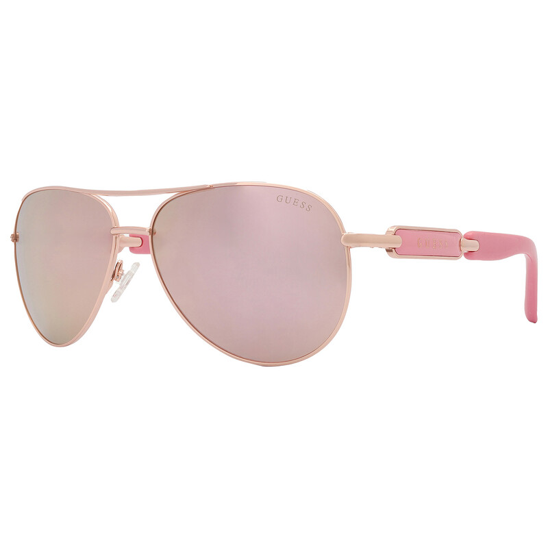 Guess Factory Brown Pink Mirror Pilot Ladies Sunglasses  display picture 2