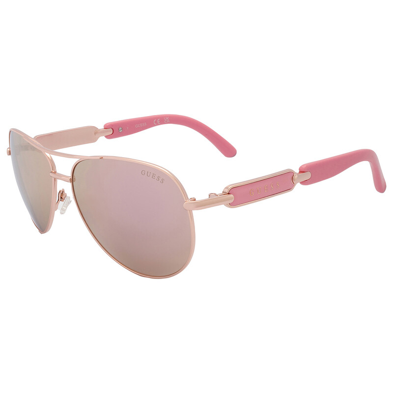 Guess Factory Brown Pink Mirror Pilot Ladies Sunglasses GU7295 28G
