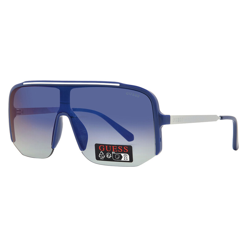 Guess Shiny Turquoise Blue Sunglasses w/smoke Gray Mirrored Lenses & Case GUESS Blue Mirrored Sunglasses for Women for sale | eBay main image 3