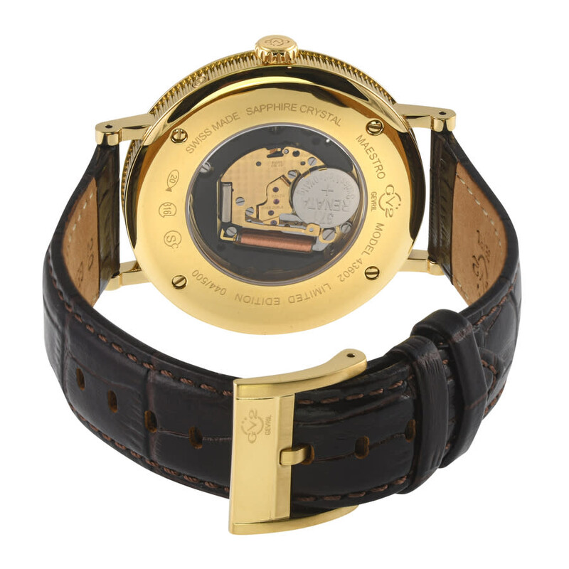 Gv2 By Gevril Maestro Quartz Moon Phase Silver Dial Men's Watch