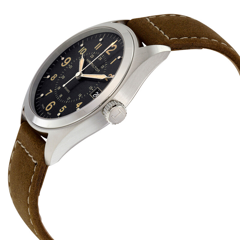 Hamilton Khaki Black Dial Tan Suede Men's Watch H68551833