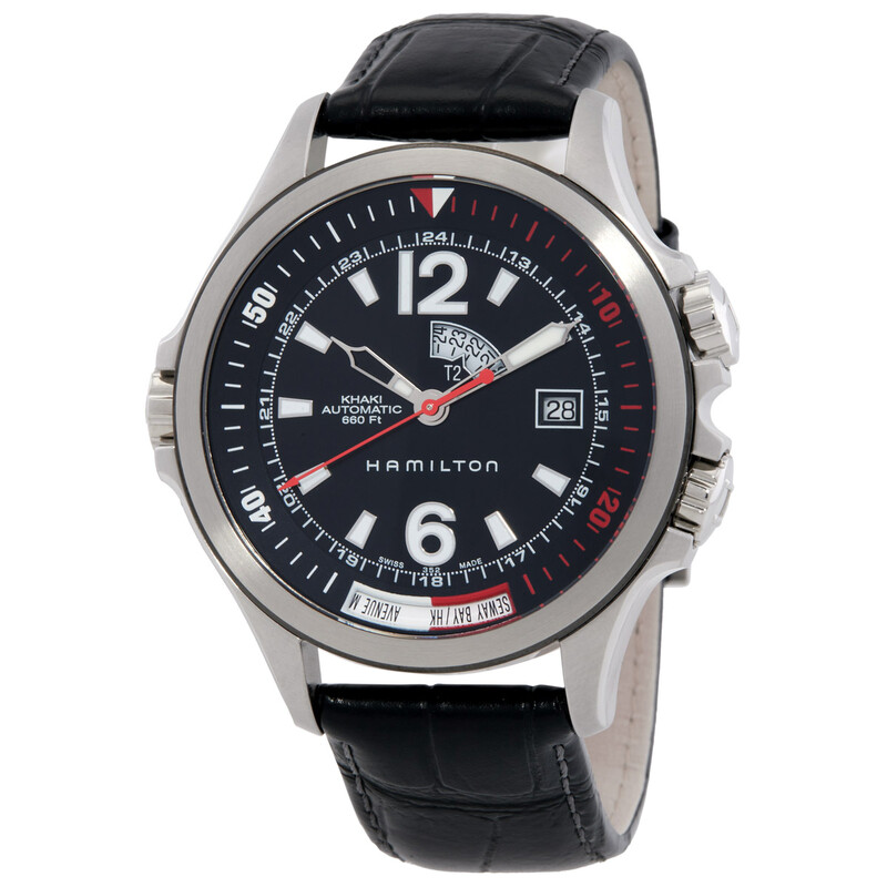 Hamilton Khaki Navy World Time GMT Automatic Black Dial Watch