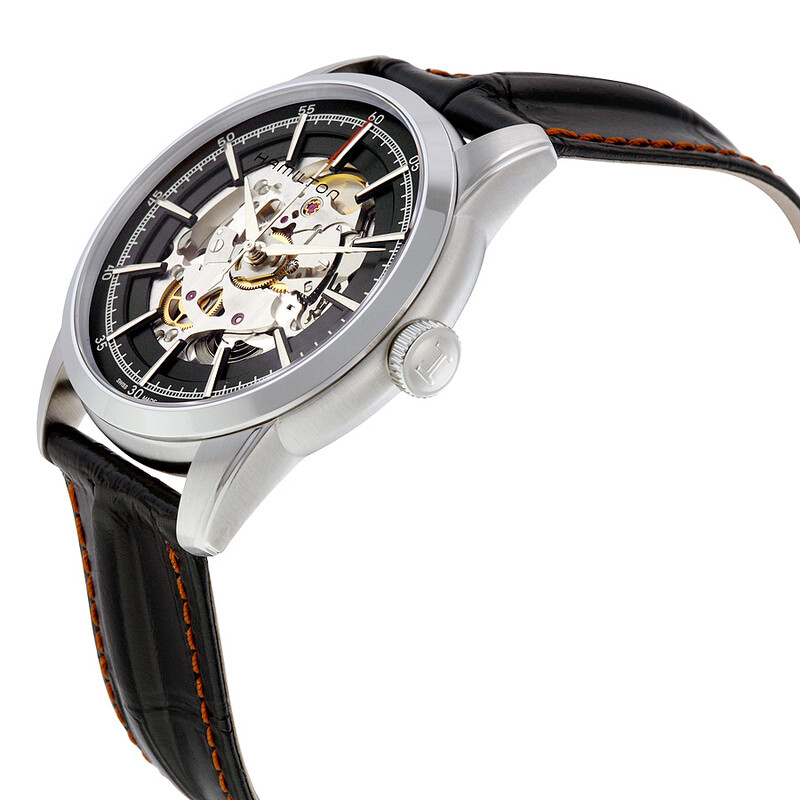 Hamilton Railroad Automatic Black Skeleton Dial Men's Watch