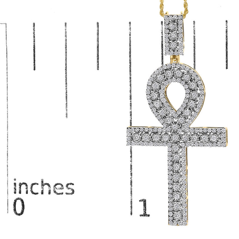 Haus Of Brilliance Men's 10K Yellow Gold 1.00 Cttw Diamond Ankh