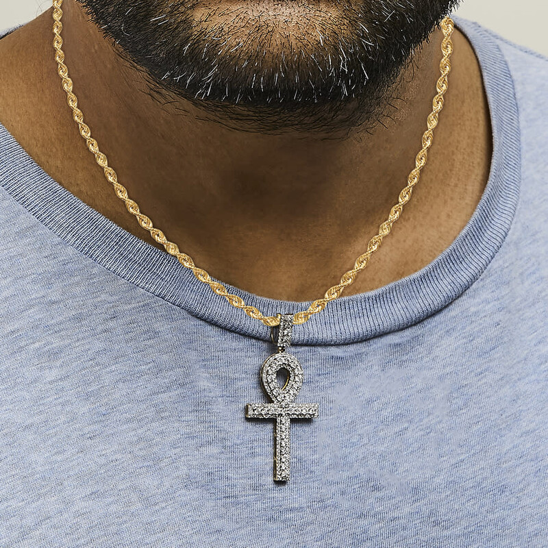 Haus Of Brilliance Men's 10K Yellow Gold 1.00 Cttw Diamond Ankh