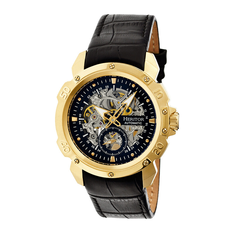 Heritor Carter Automatic Black Skeleton Dial Men