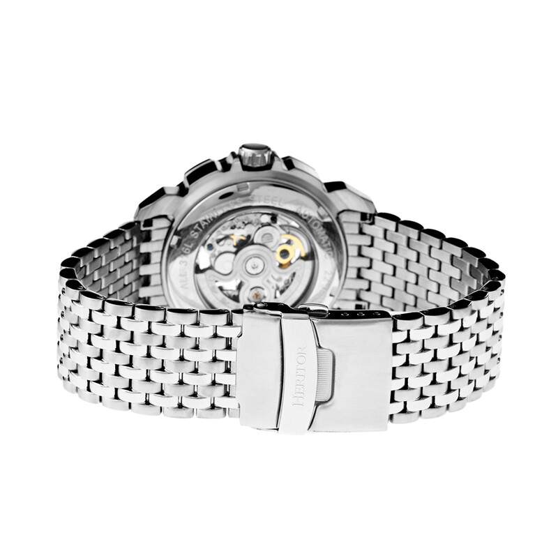 Heritor Carter Automatic Black Skeleton Dial Stainless Steel Men