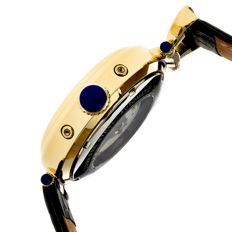Heritor Ganzi Automatic Multi-Function Brushed Dial Black Leather