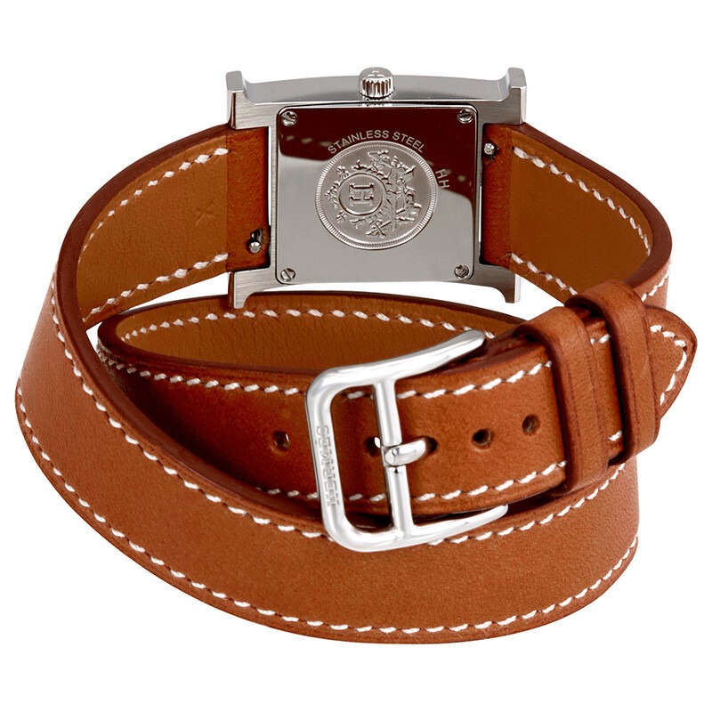 Hermes H Hour White Dial Brown Leather Ladies Watch 036717WW00