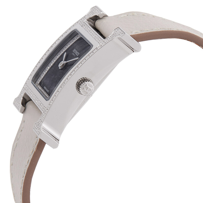 Hermes Heure H Quartz Diamond Black Dial Ladies Watch 053844WW00