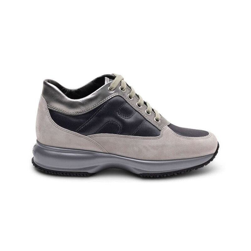 Hogan Woman Sneakers Grey Size 7 Leather, Textile fibers