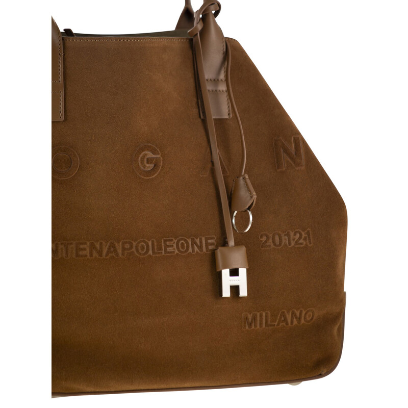Hogan Medium Script Shopping Bag In Suede KBW01TA1300UGM S600 ...