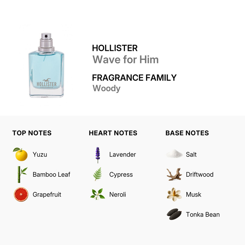 Hollister Men's Wave for Him EDT Spray 1 oz Fragrances