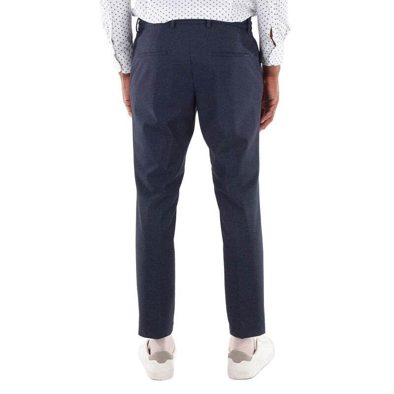 BOSS Slim-Fit Trousers In Micro-Patterned Performance-Stretch Fabric - Dark Blue | Men's Business Pants Size 34R