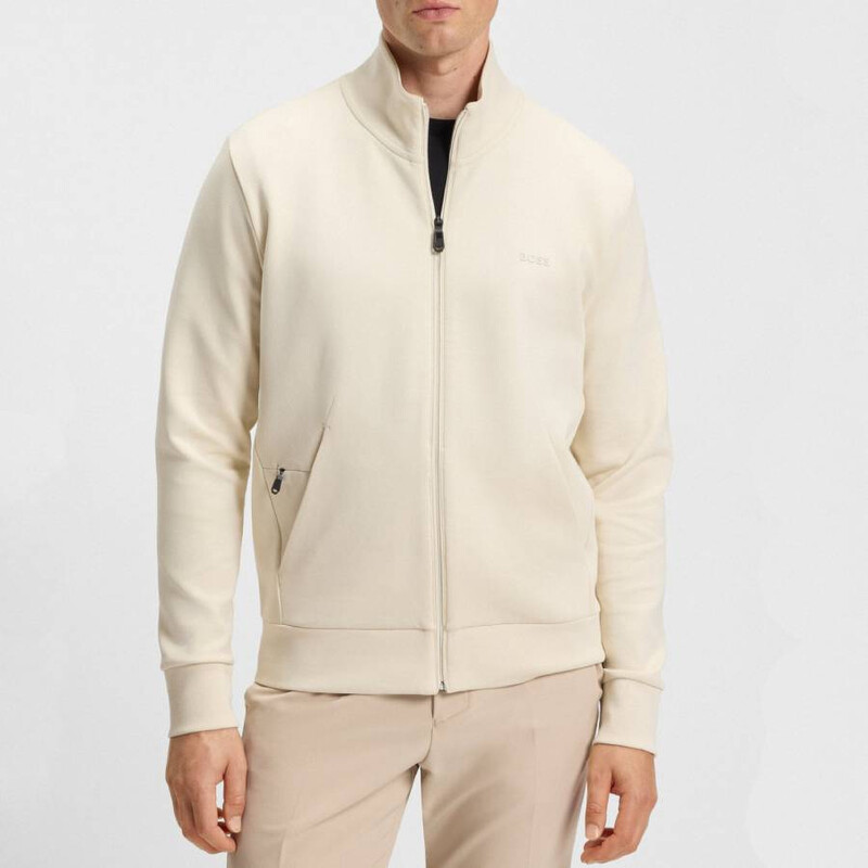 新品 未使用HUGO BOSS ジャージ ジャケット ホワイトベージュ Hugo Boss Skaz Stretch Cotton Zip-Up Sweatshirt, Size Large