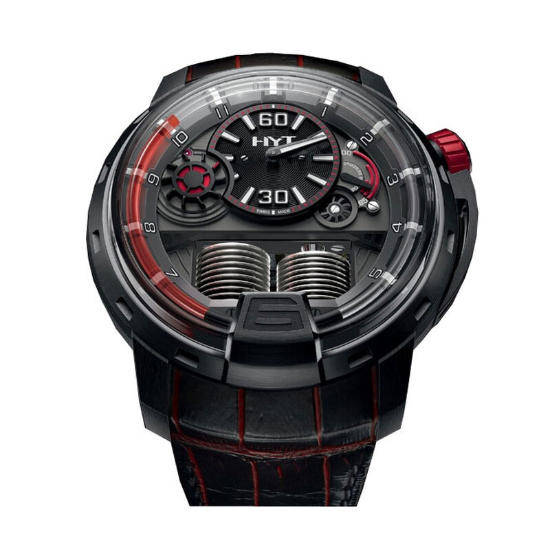 Hyt H1 Dracula Black Dial Alligator Leather Men's Watch 148-DL-21
