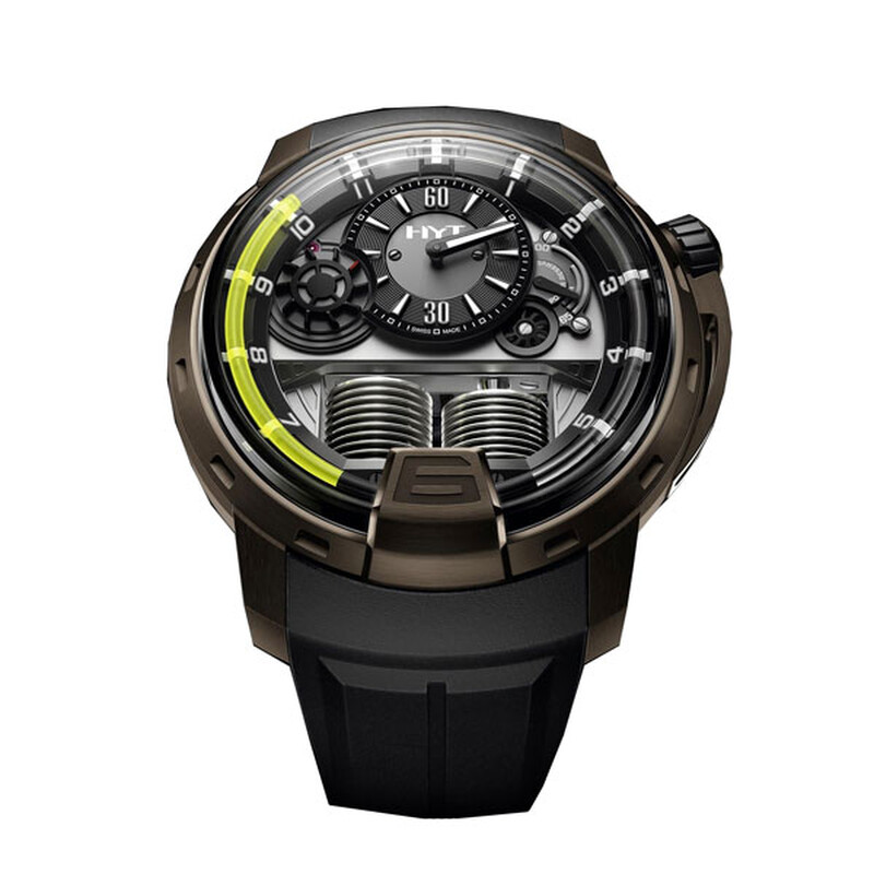 Hyt H1 Titanium and Bronze Black Dial Black Leather Men's Watch