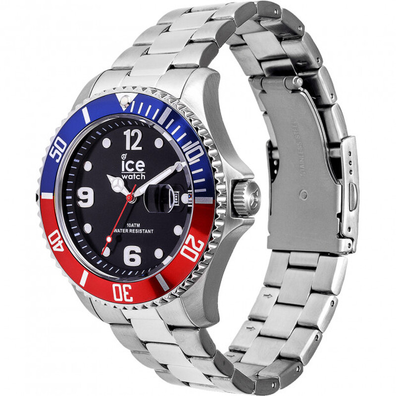 Ice-Watch Quartz Black Dial Pepsi Dial Stainless Steel Men's Watch