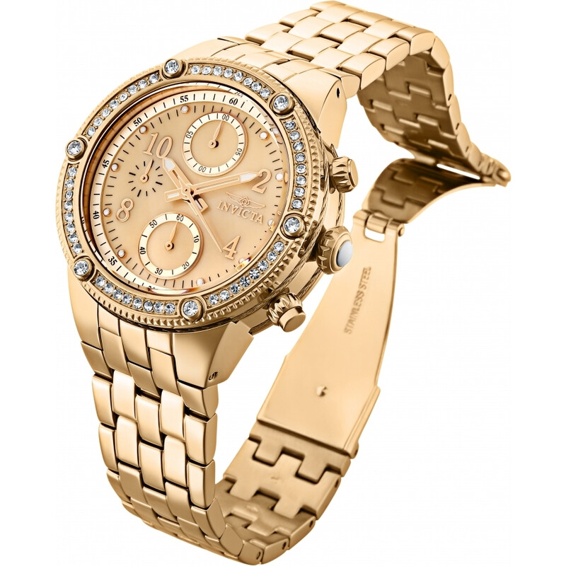 Invicta Angel Chronograph Quartz Crystal Rose Gold Dial  display picture 1