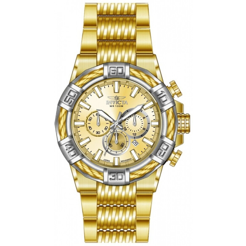 Invicta Bolt Chronograph GMT Quartz Gold Dial Men