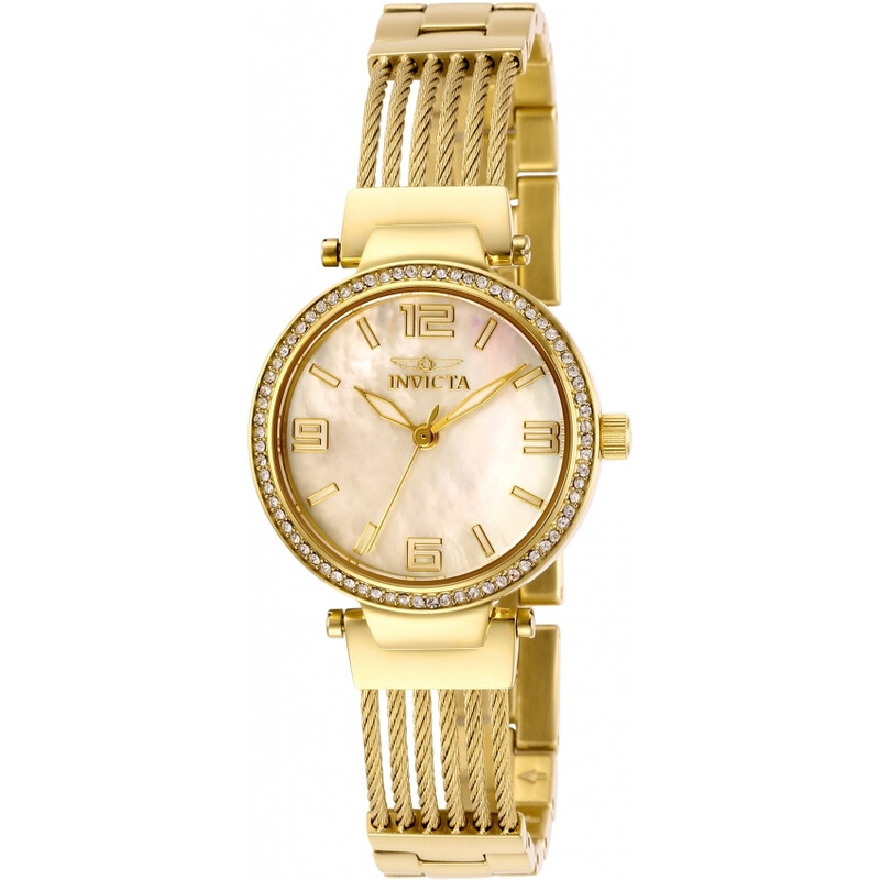 Invicta Women’s Gold-Tone Crystal Dial Watch - White Face Invicta Angel Quartz Crystal White Dial Ladies Watch 36073  main image 3