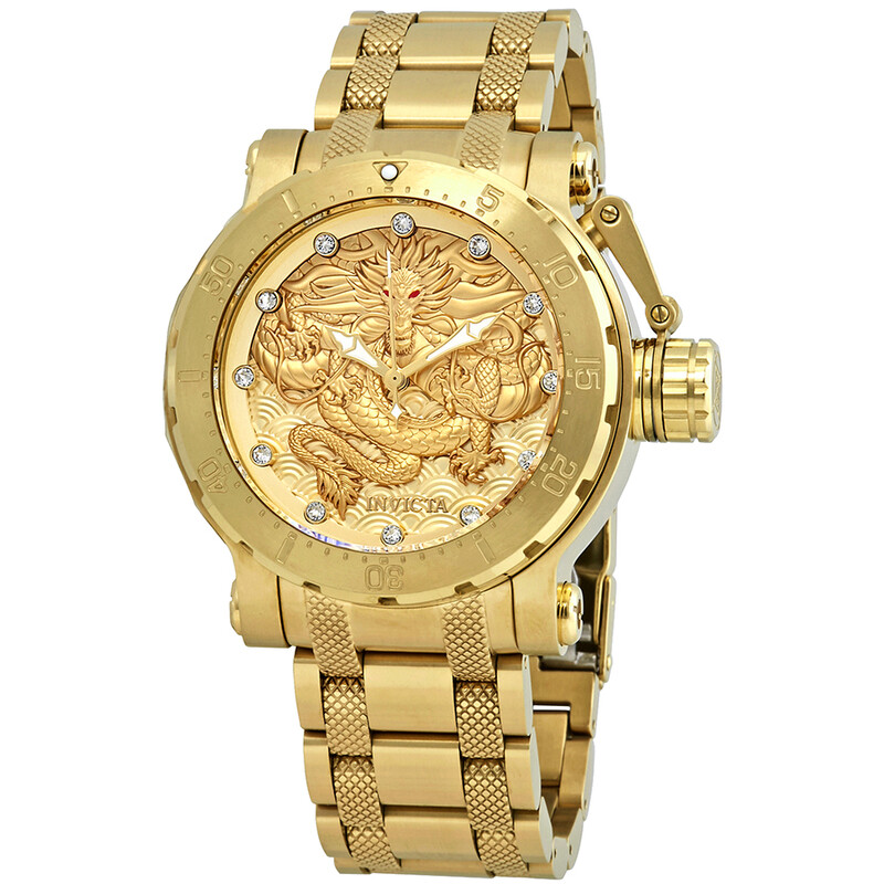 Invicta Coalition Forces Dragon Automatic Crystal Gold Dial Men's