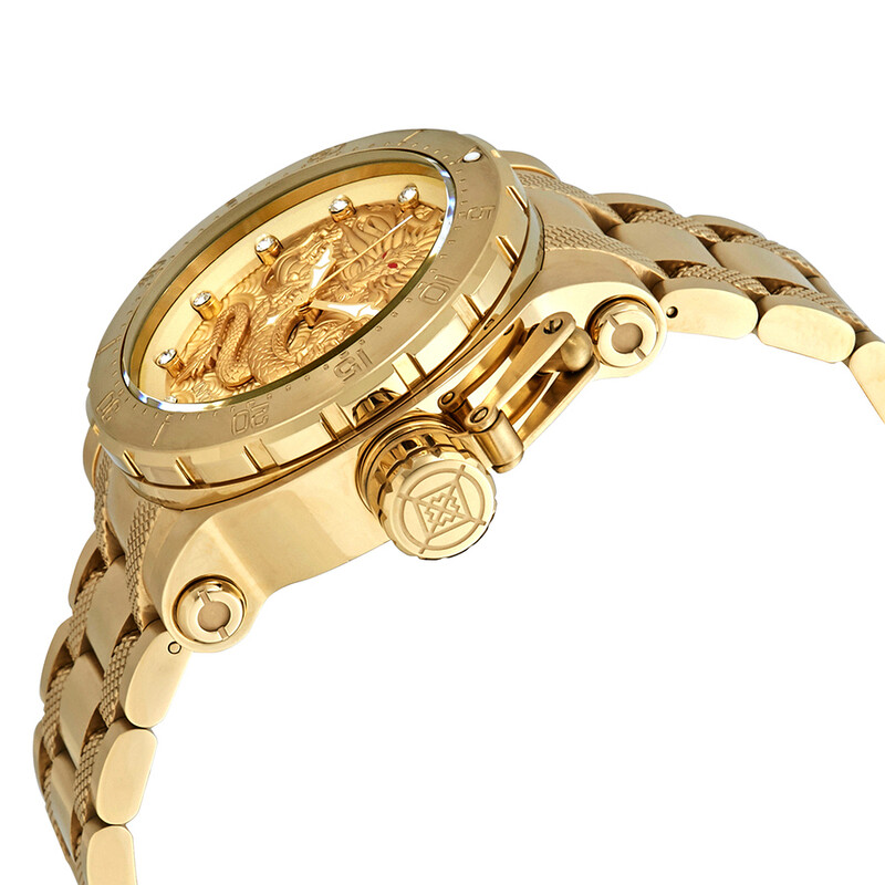 Invicta Coalition Forces Dragon Automatic Crystal Gold Dial Men's