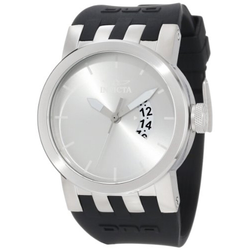 Invicta DNA Silver Dial Stainless Steel Black Rubber Men's Watch 10407 ...