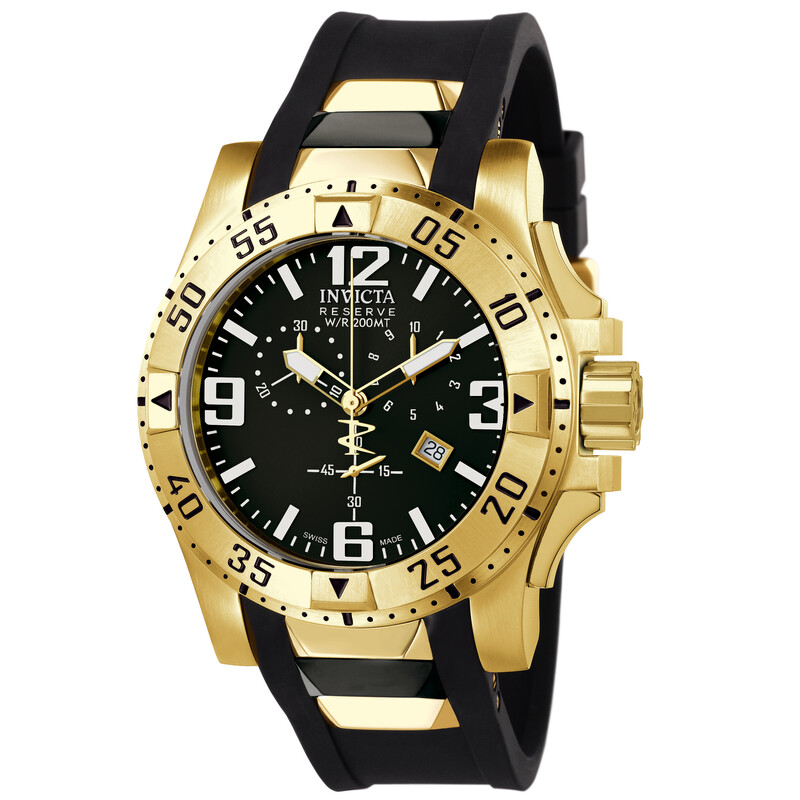 Invicta Excursion Chronograph Black Dial Black Polyurethane Men's Watch ...