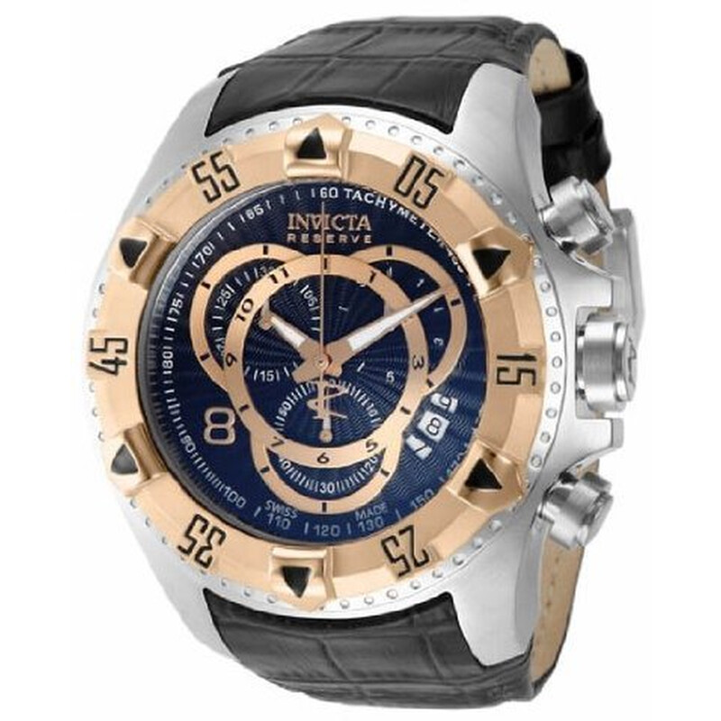 Invicta Excursion Chronograph Rose Gold-tone Stainless Steel Leather ...