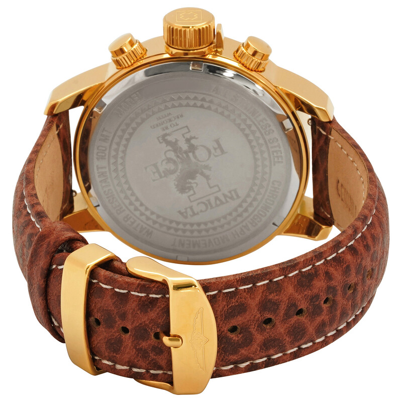 Invicta Force Lefty Chronograph Blue Dial Brown Leather Men's
