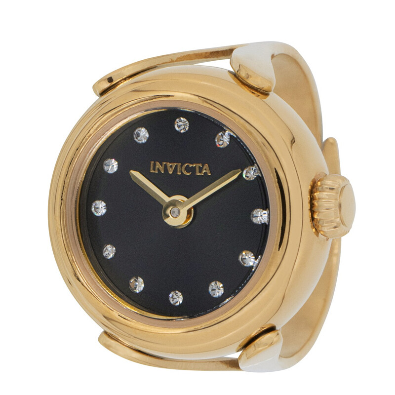 Invicta Mini Angel Quartz Crystal Black Dial Ladies Ring  display picture 2