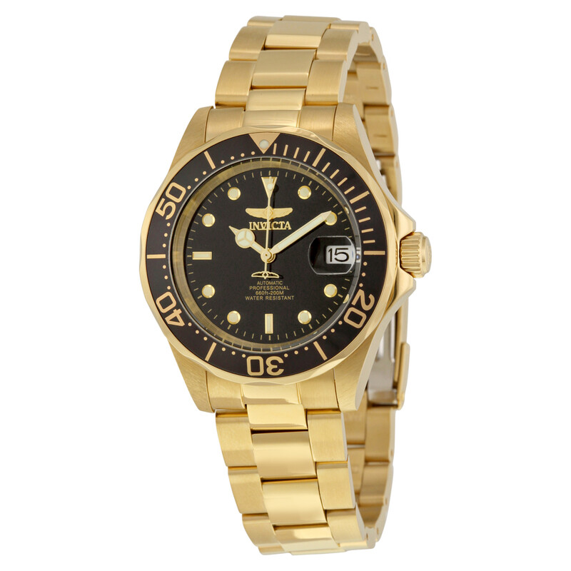 Invicta Pro Diver Automatic Black Dial Gold-plated Men's Watch