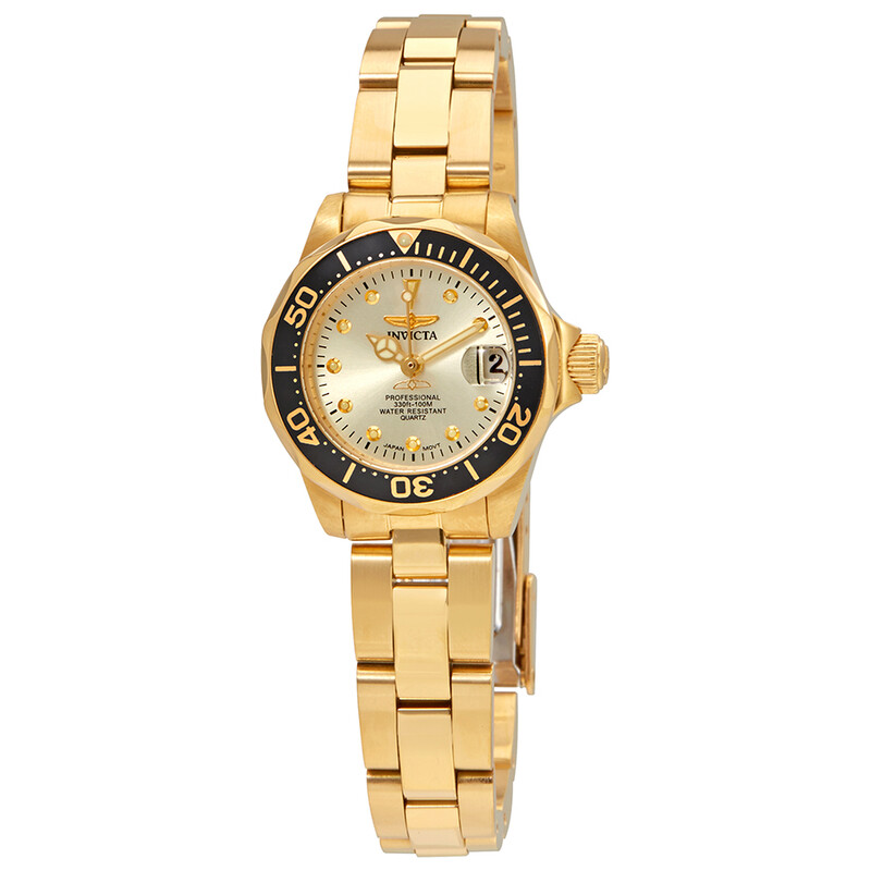 INVICTA プロバイダー・シャンパンダイアル　【値段交渉可】 Invicta Pro Diver Champagne Dial 18kt Gold-plated Ladies Watch