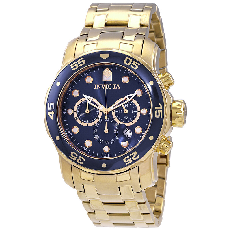 Invicta Pro Diver Chronograph Blue Dial 18kt Gold-plated Men's