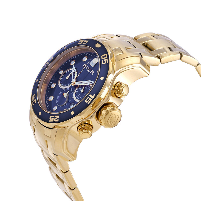 Invicta Pro Diver Chronograph Blue Dial 18kt Gold-plated Men's