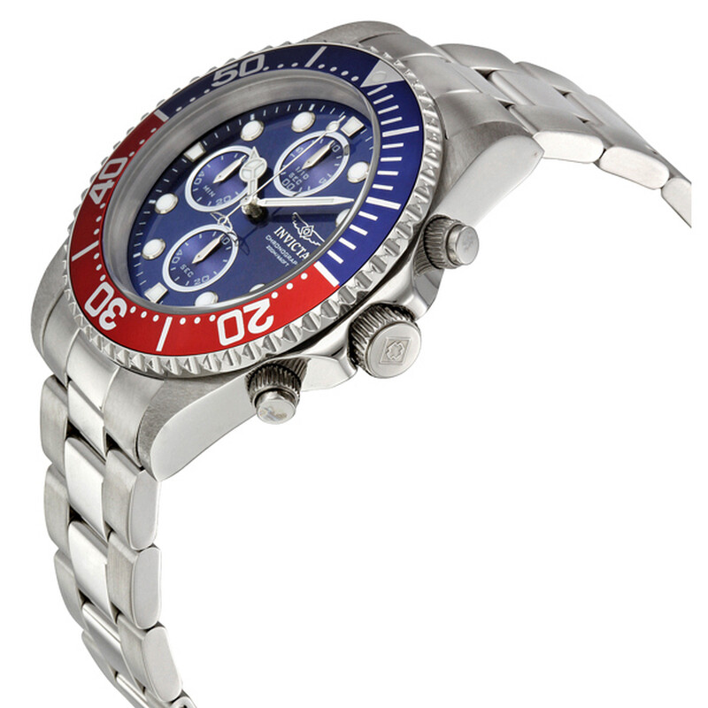 Invicta Pro Diver Chronograph Blue Dial Pepsi Bezel Men display picture 1