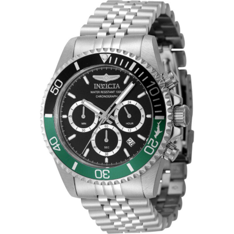 Invicta Pro Diver Chronograph GMT Quartz Black Dial Sprite Bezel