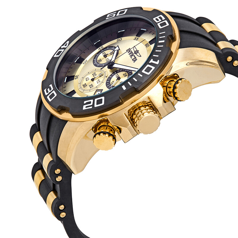 Invicta Pro Diver Chronograph Gold Dial Men's Watch 22346 886678273713 ...