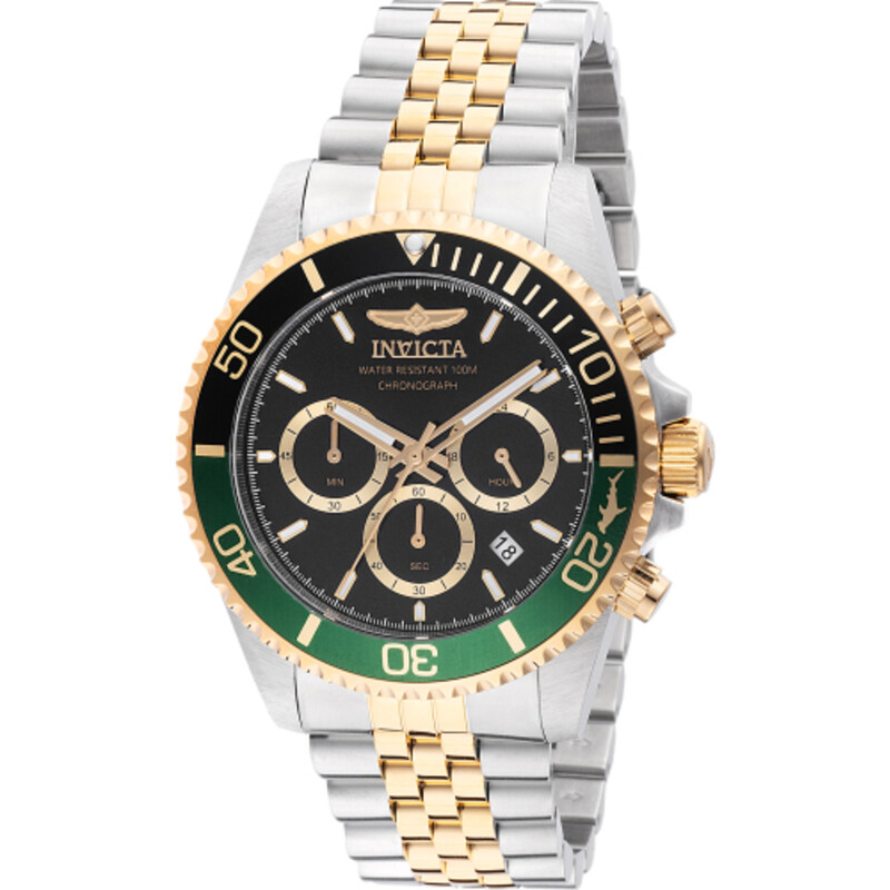Invicta Pro Diver Chronograph Quartz Black Dial Sprite Bezel Men's