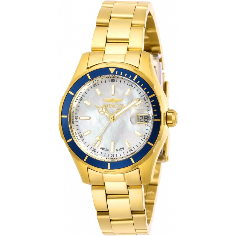 Invicta Gold Tone Ladies Watch with White Mother-of-Pearl Dial Invicta Angel Quartz Crystal White Mother of Pearl Dial  main image 3