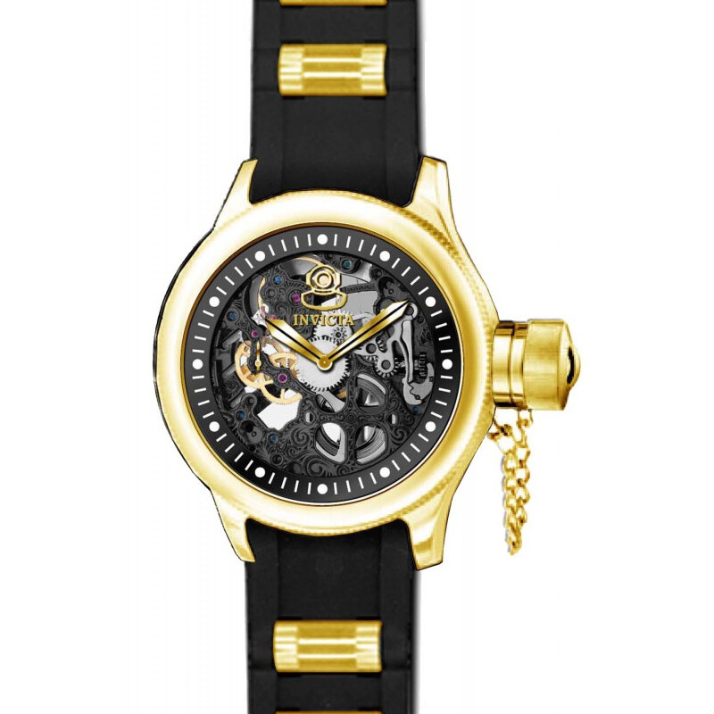 Invicta Russian Diver Skeleton Dial Black Rubber Men's Watch 17266