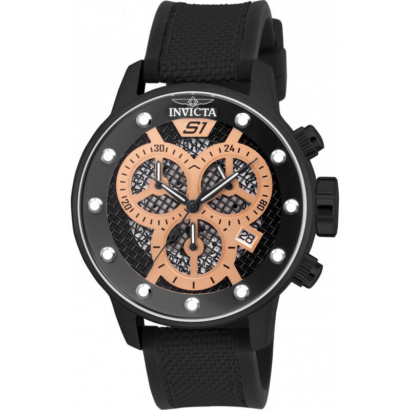 Invicta S1 Rally Chronograph Black Open Dial Black Polyurethane