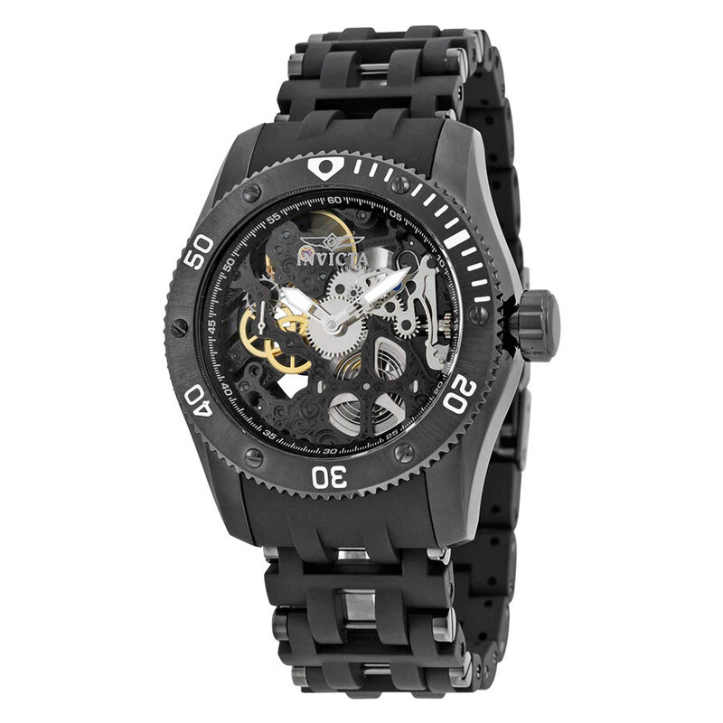 Invicta Sea Spider Mechanical Skeleton Dial Black Polyurethane