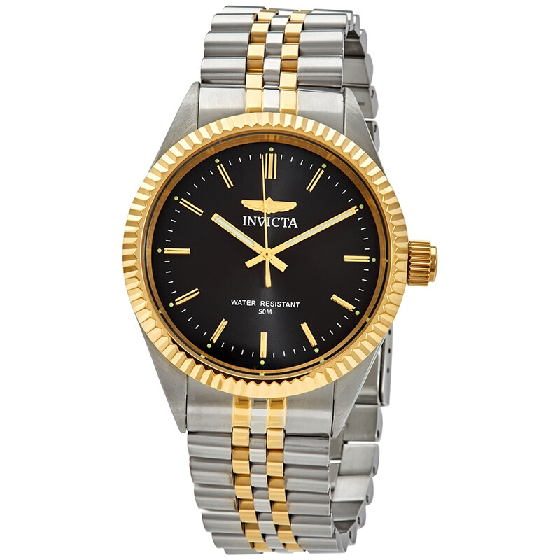 Invicta ゴールド ステンレススチール 時計 Invicta Specialty Black Dial Two-tone Men's Watch 29377