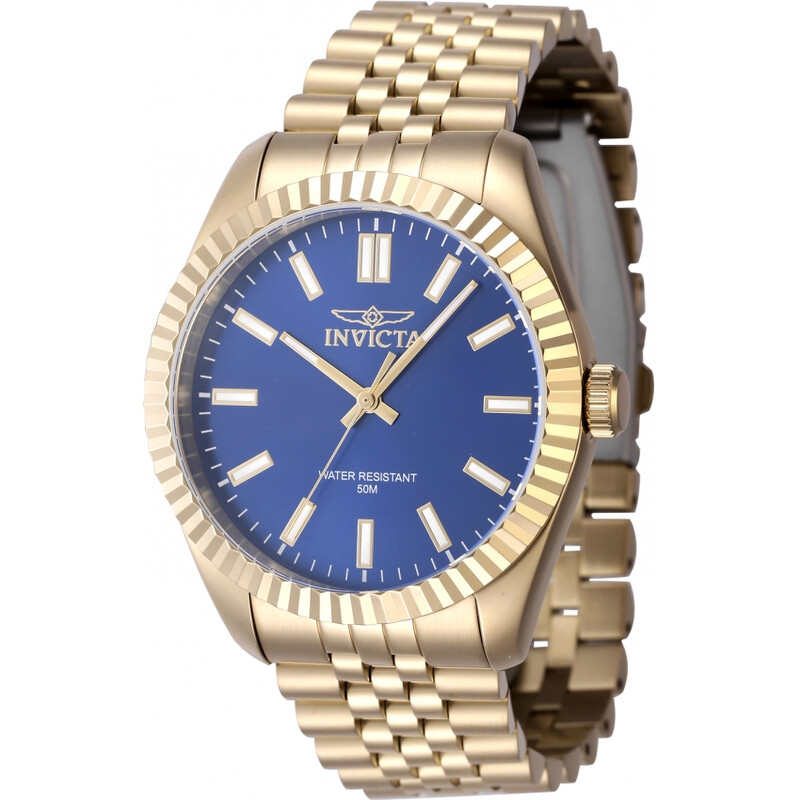 Invicta Specialty Men’s Blue Dial Gold Tone Black Bracelet Quartz Watch Working Invicta Watch Specialty Yellow Tone Stainless Steel  main image 4