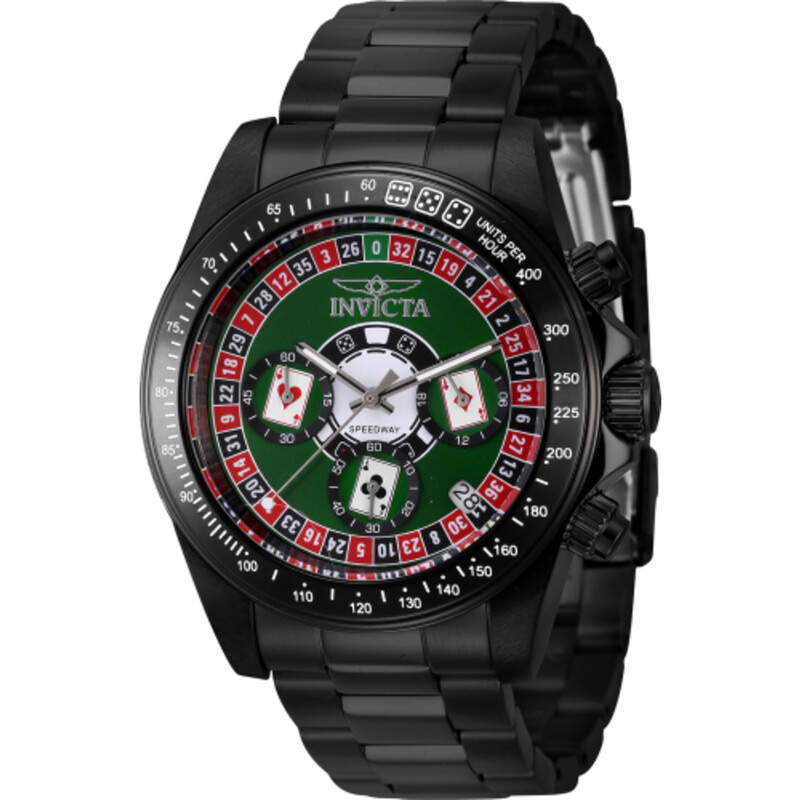 Invicta Speedway Roulette Casino Chronograph GMT Quartz Green Dial