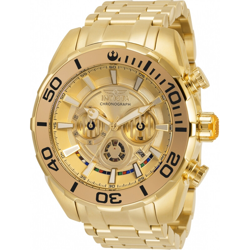 【希少】Invicta Star Wars C-3PO 自動巻き 腕時計 Invicta Star Wars C-3PO Chronograph Quartz Gold Dial Men's Watch