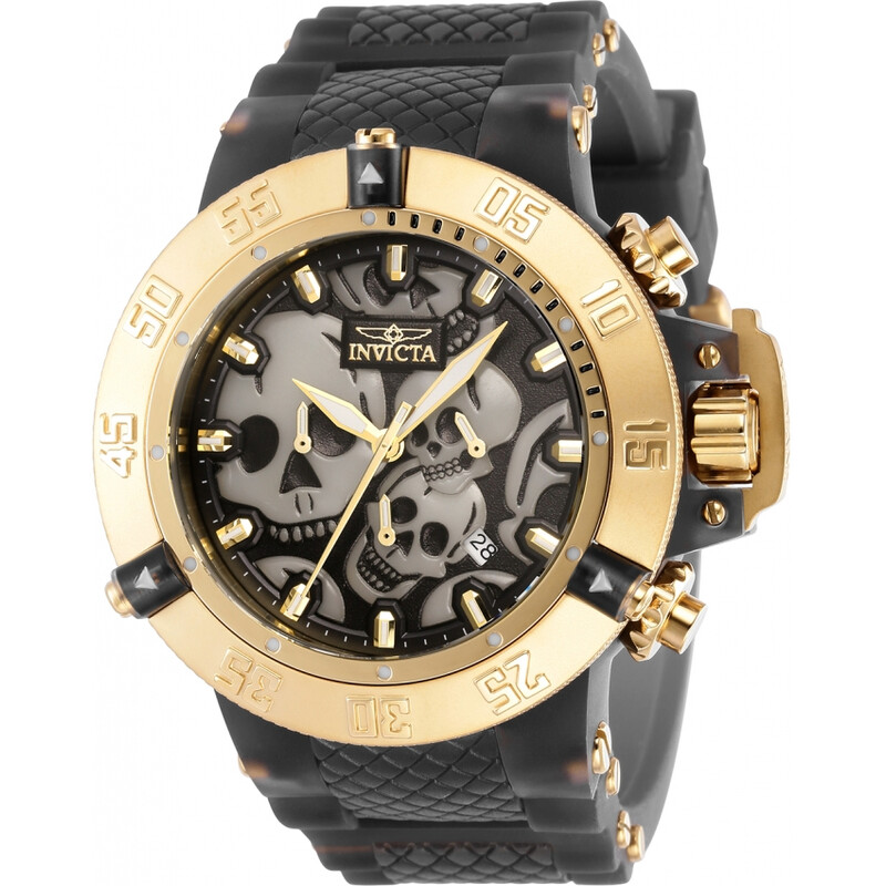 Invicta Subaqua Chronograph Quartz Black Dial Skull Men's Watch