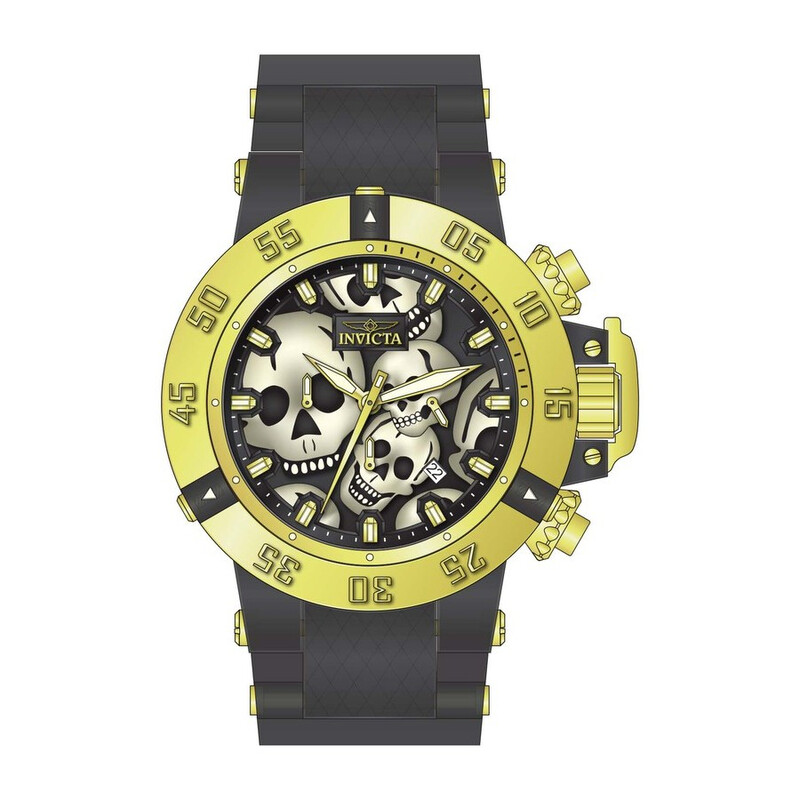 Invicta Subaqua Chronograph Quartz Black Dial Skull Men's Watch